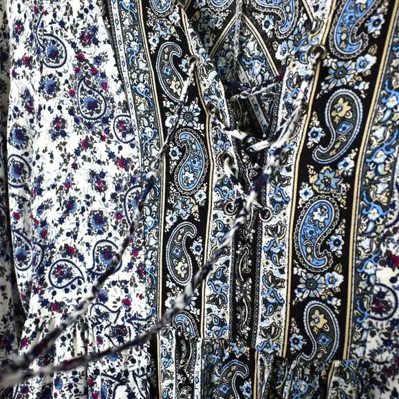 Umgee Floral Paisley Flare Sleeve Boho Tunic Small - Picture 6 of 15